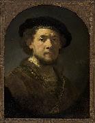 Rembrandt Peale Bust of a man wearing a cap and a gold chain Spain oil painting artist